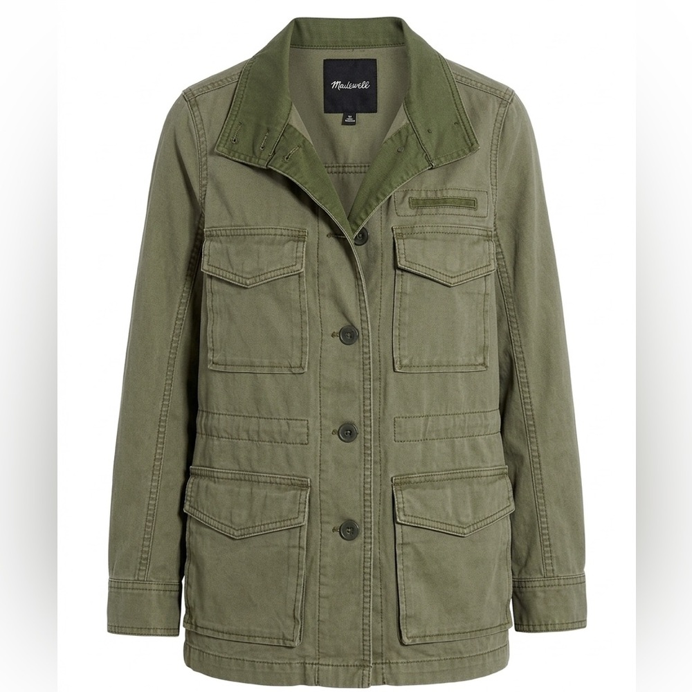 Madewell Women’s Military Field Jacket Parka Army Green Cotton Cargo XXS